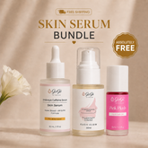 Gugii Glow Targeted Care Routine Duo with two serums and a free lip and cheek tint, displayed in sleek bottles and compact container.