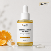 Gugii Glow Vitamin C and hyaluronic acid serum bottle, 30ml with clear label and pump dispenser, on a white background.