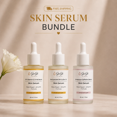 Gugii Glow Skin Serum Bundle featuring multiple serum bottles for a complete skincare routine, displayed on a white background.