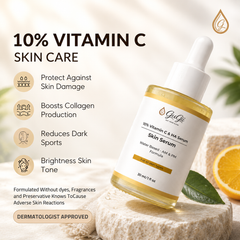 Gugii Glow Vitamin C and Hyaluronic Acid Serum in a 30ml bottle, featuring clear liquid with a dropper for skincare application.